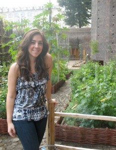 woman posing outside in garden